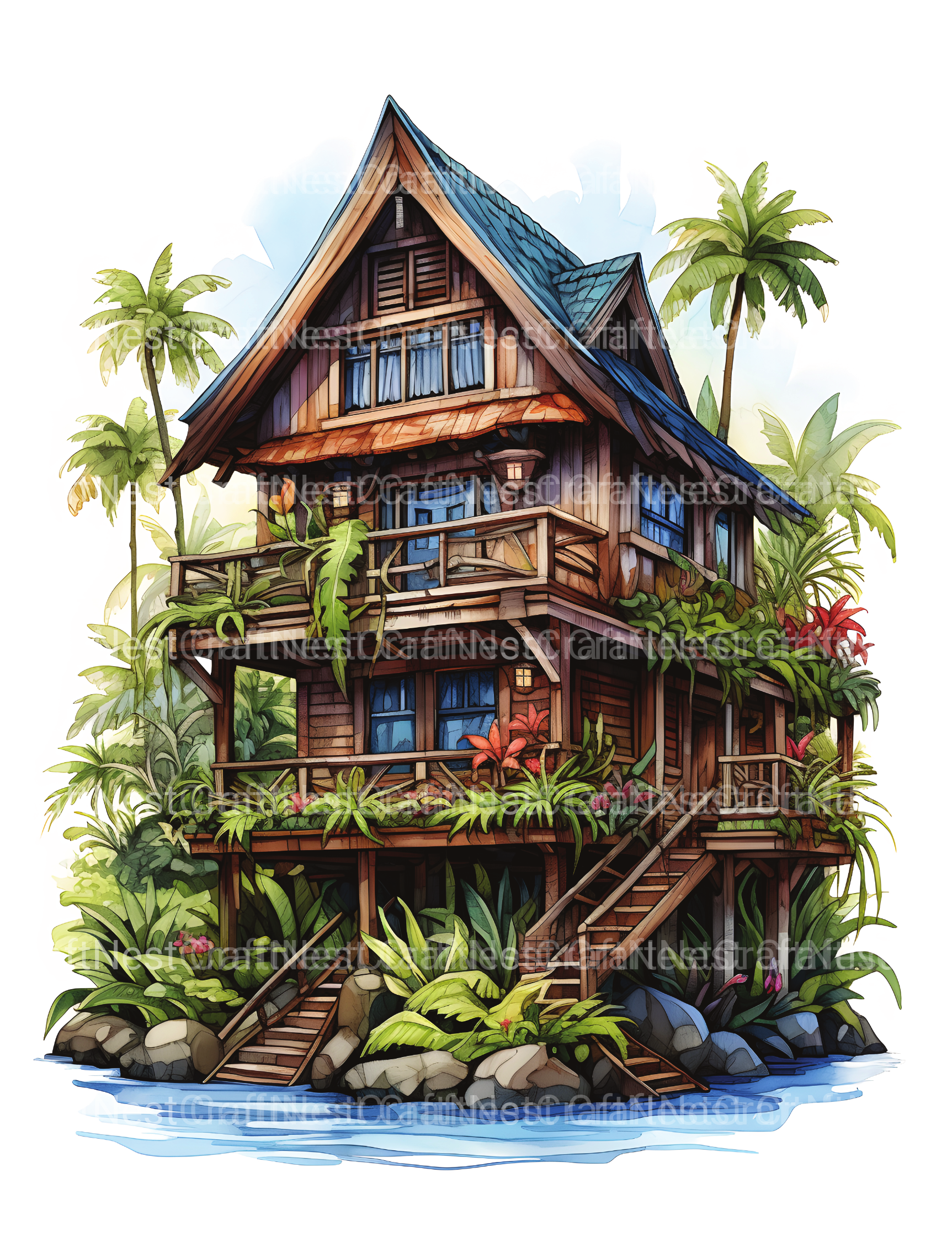 Hawaiian Tiny House Coloring Book