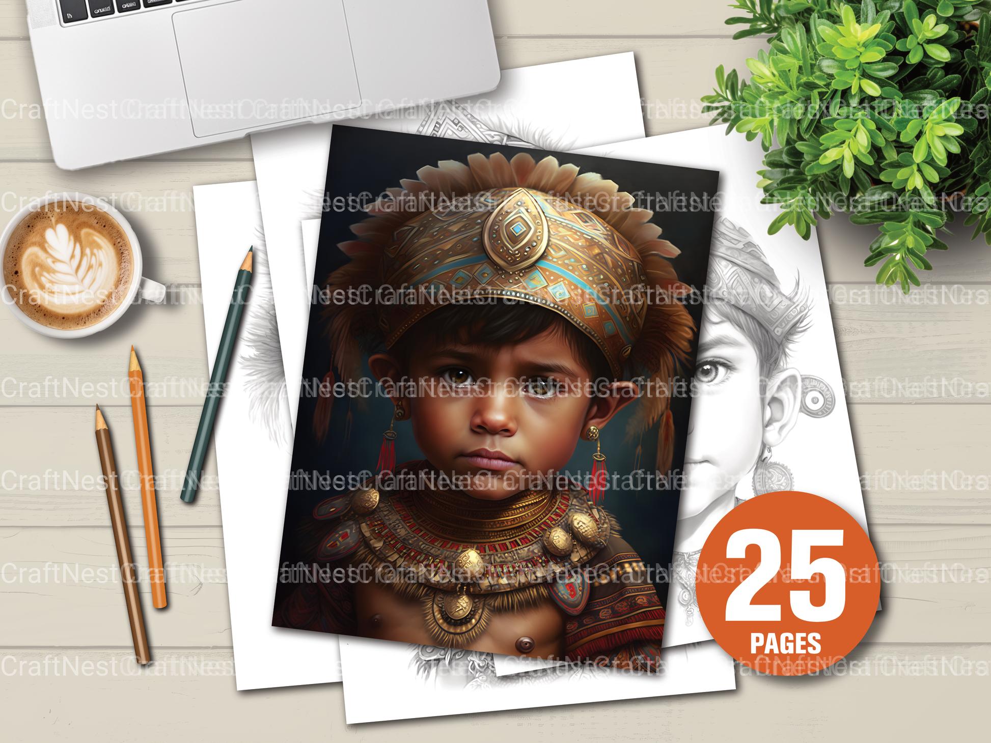 Inca Girl Coloring Book - CraftNest - Digital Crafting and Art