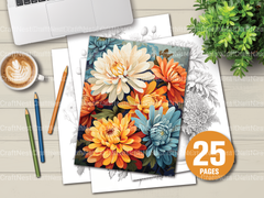 Chrysanthemum Flower Coloring Book - CraftNest - Digital Crafting and Art