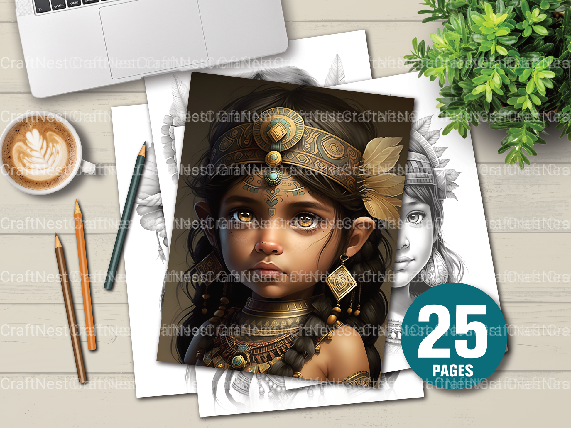 Aztec Boy Coloring Book - CraftNest - Digital Crafting and Art