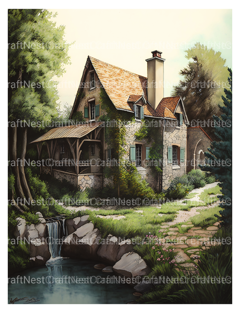 Old French Houses Coloring Book - CraftNest - Digital Crafting and Art