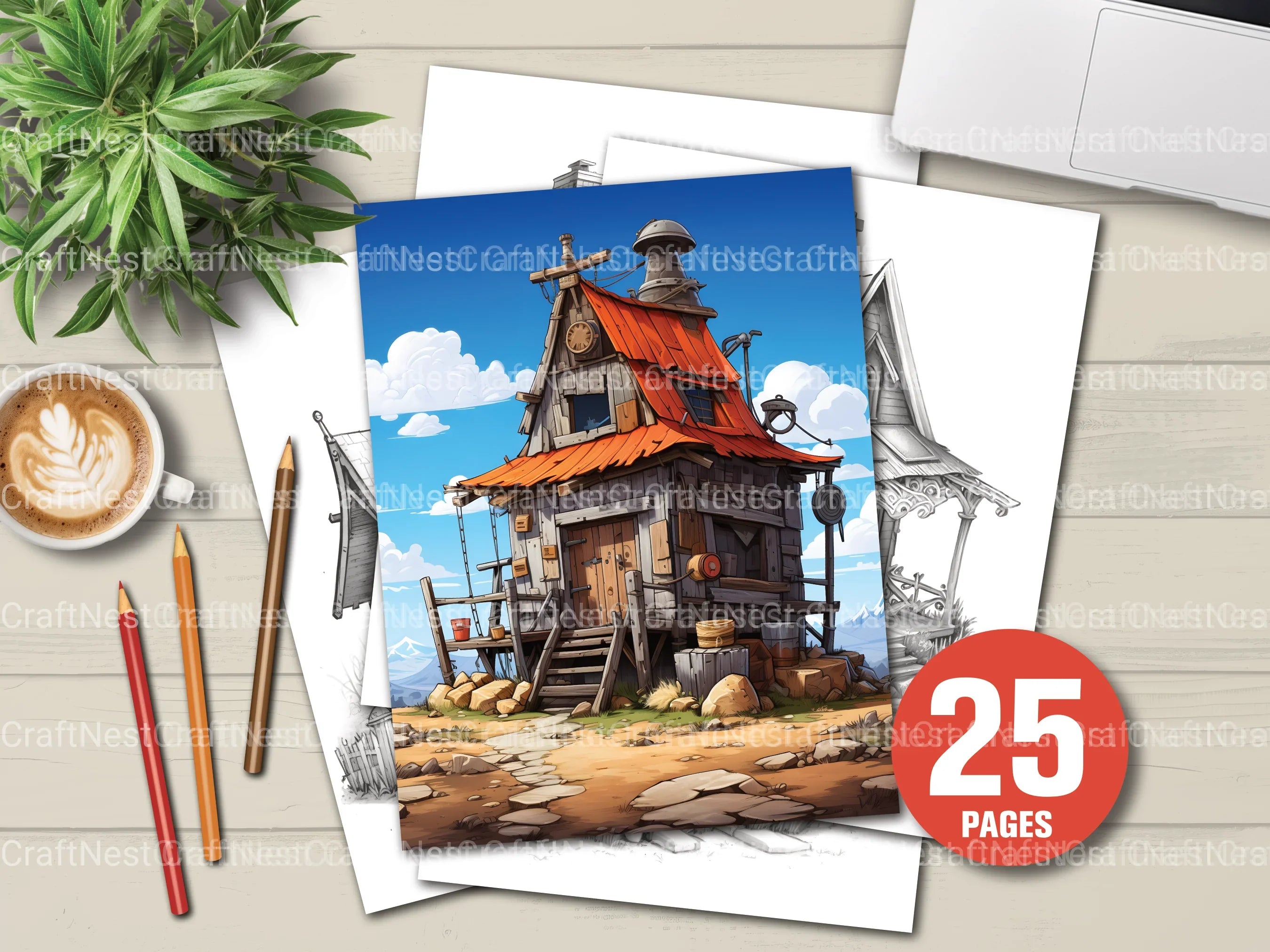 Ranch Tiny House Coloring Book