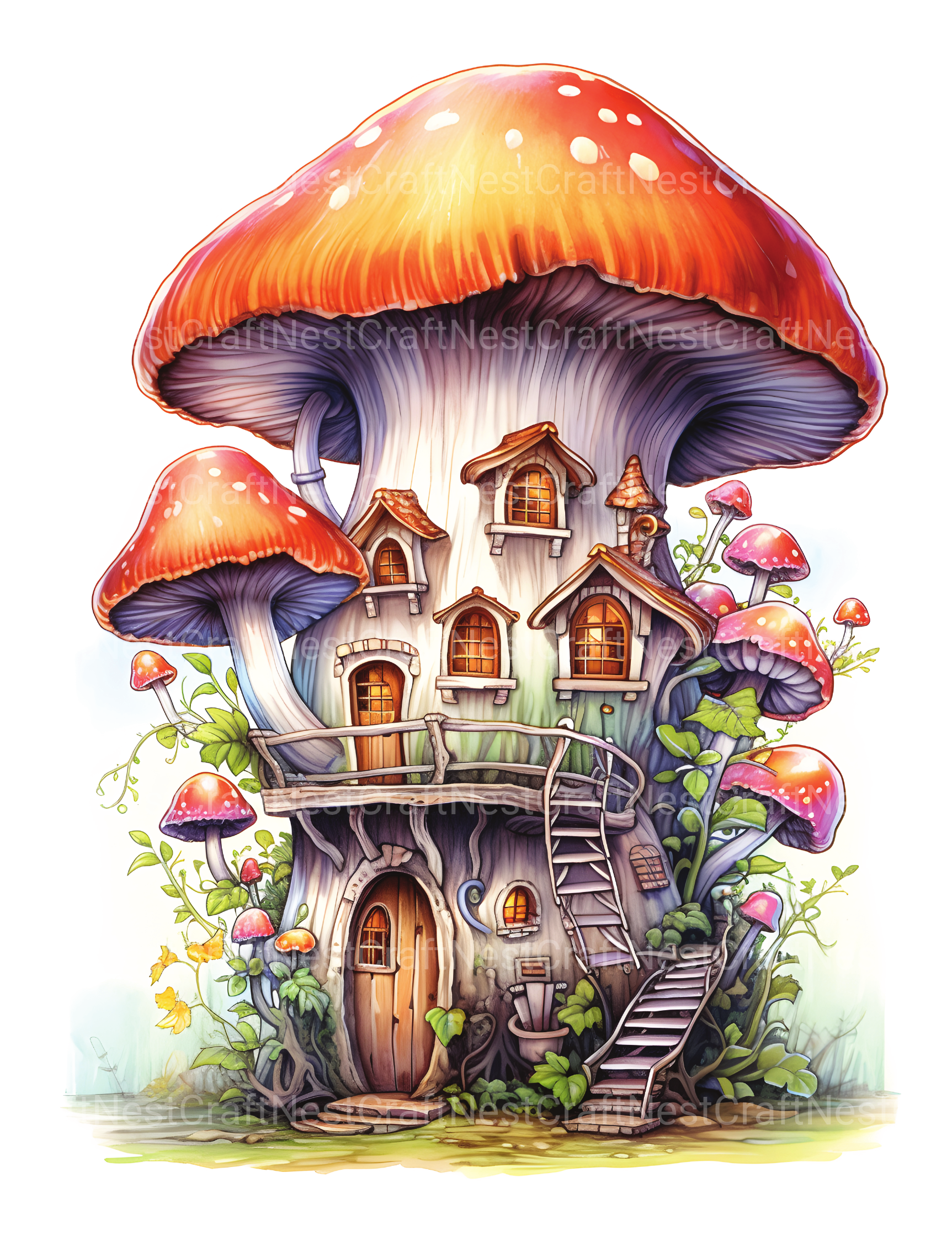 Mushroom House Coloring Book - CraftNest - Digital Crafting and Art