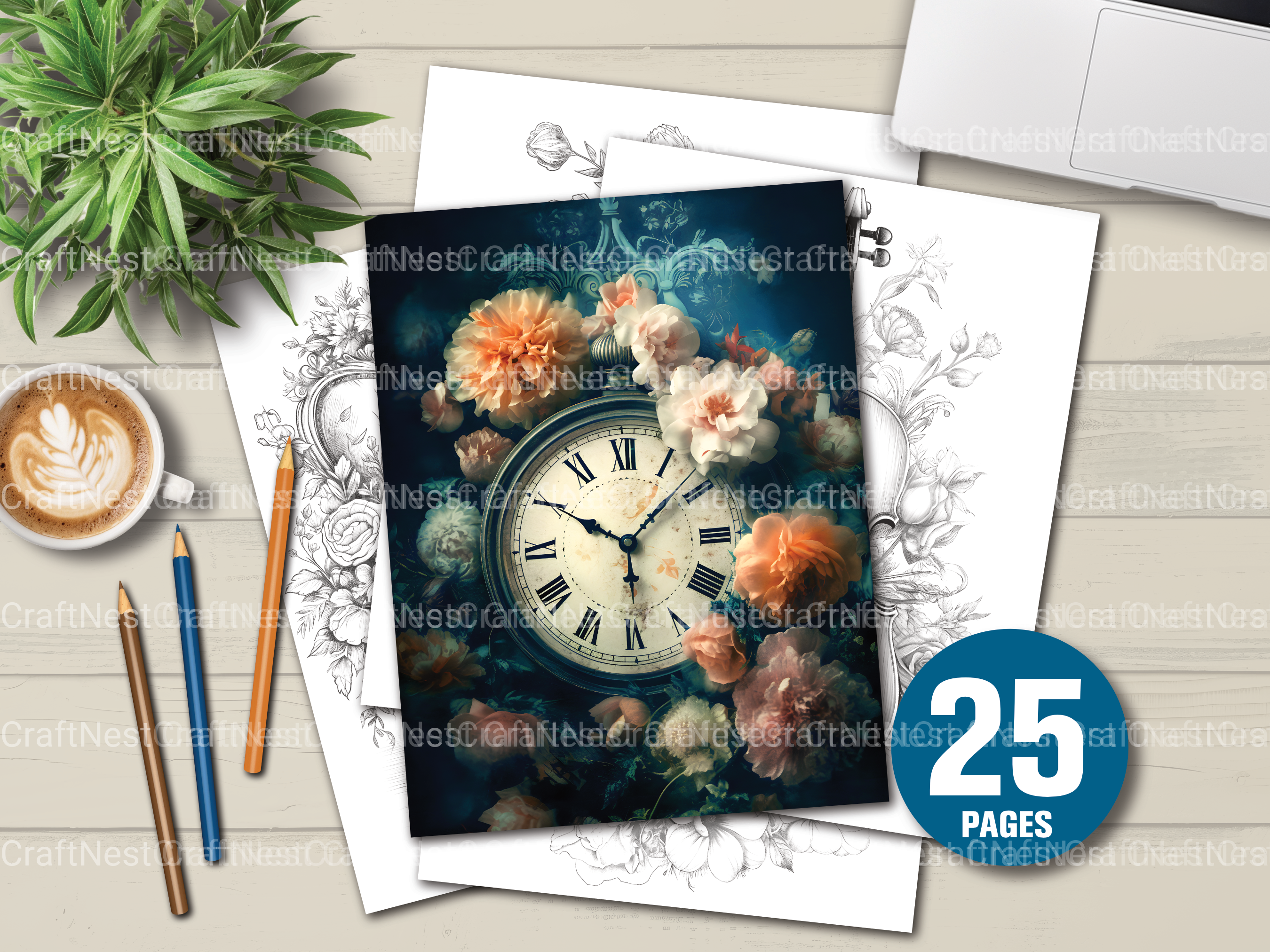 Vintage Flower Object Coloring Book - CraftNest - Digital Crafting and Art