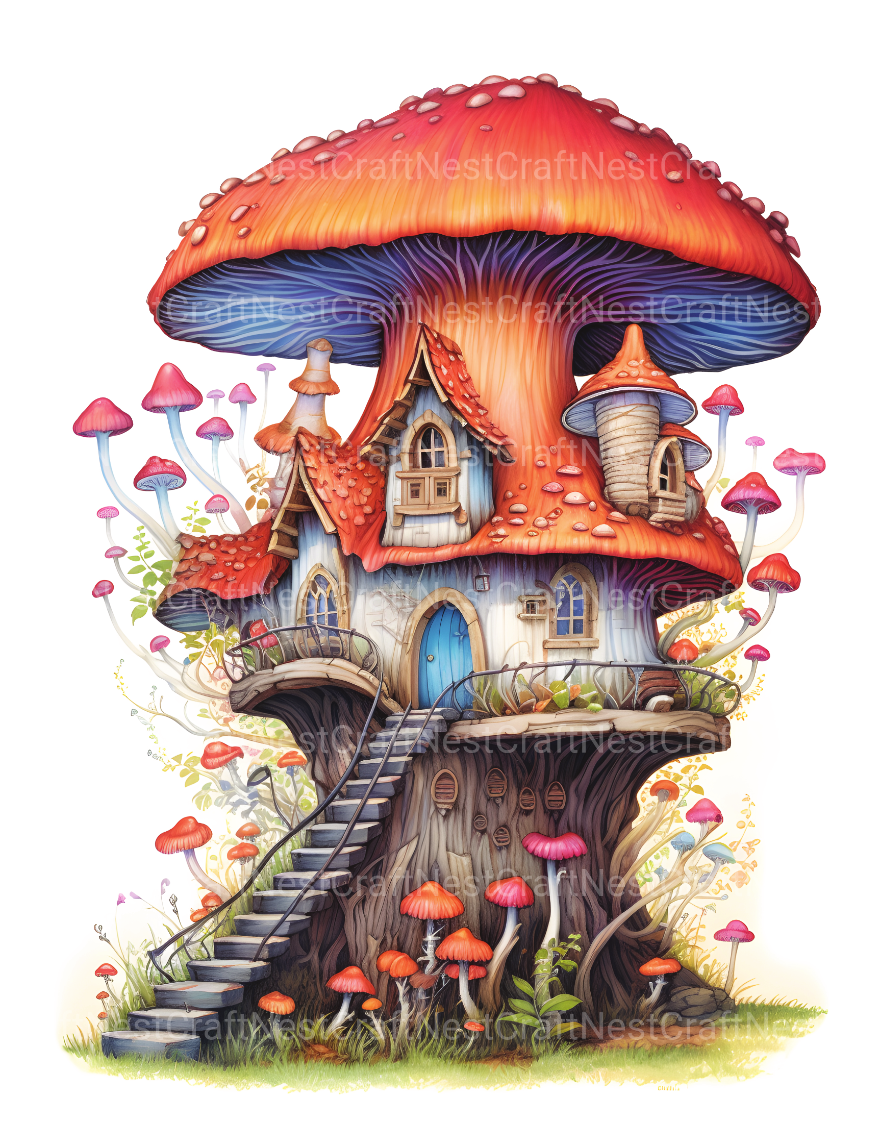 Mushroom House Coloring Book - CraftNest - Digital Crafting and Art