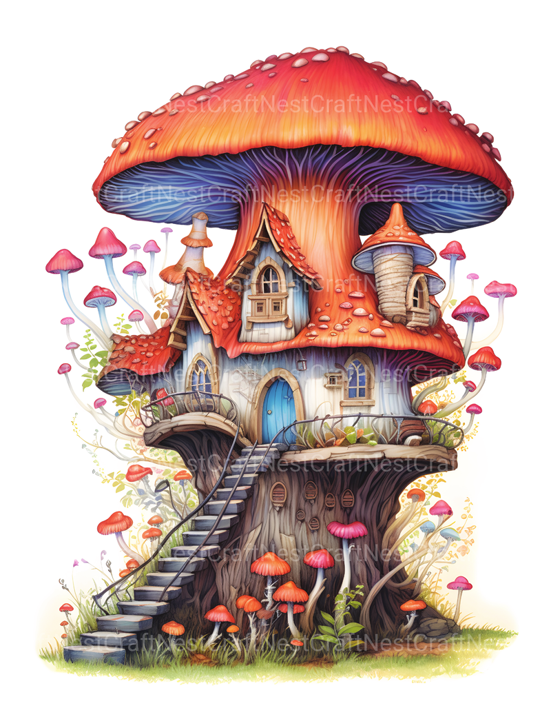 Mushroom House Coloring Book - CraftNest - Digital Crafting and Art
