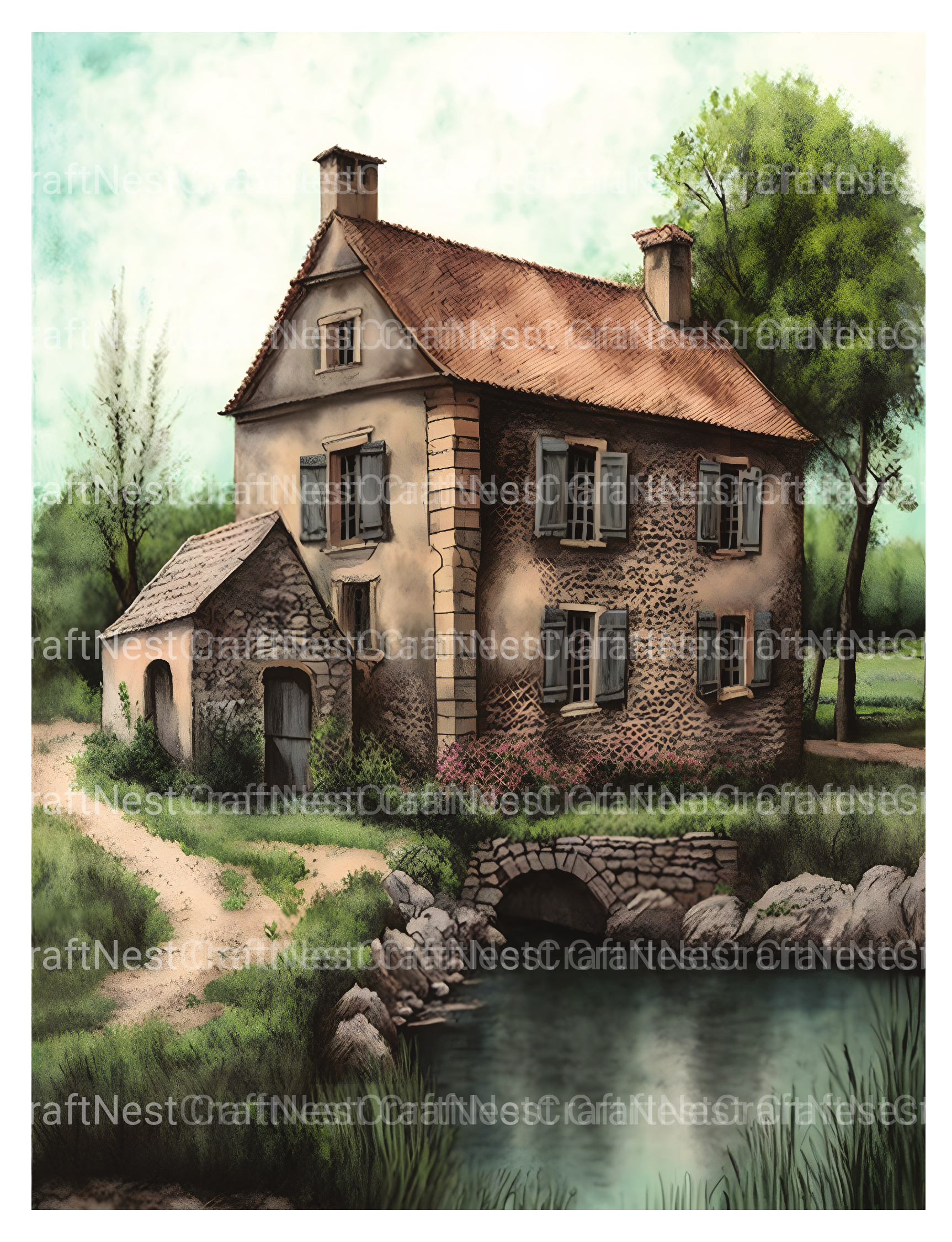 Old French Houses Coloring Book - CraftNest - Digital Crafting and Art