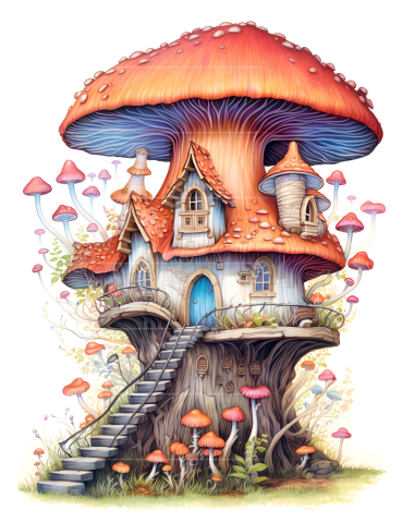 Magical Mushroom House Coloring Book - CraftNest - Digital Crafting and Art
