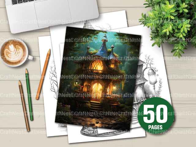 Lantern Fairy House Coloring Book - CraftNest - Digital Crafting and Art