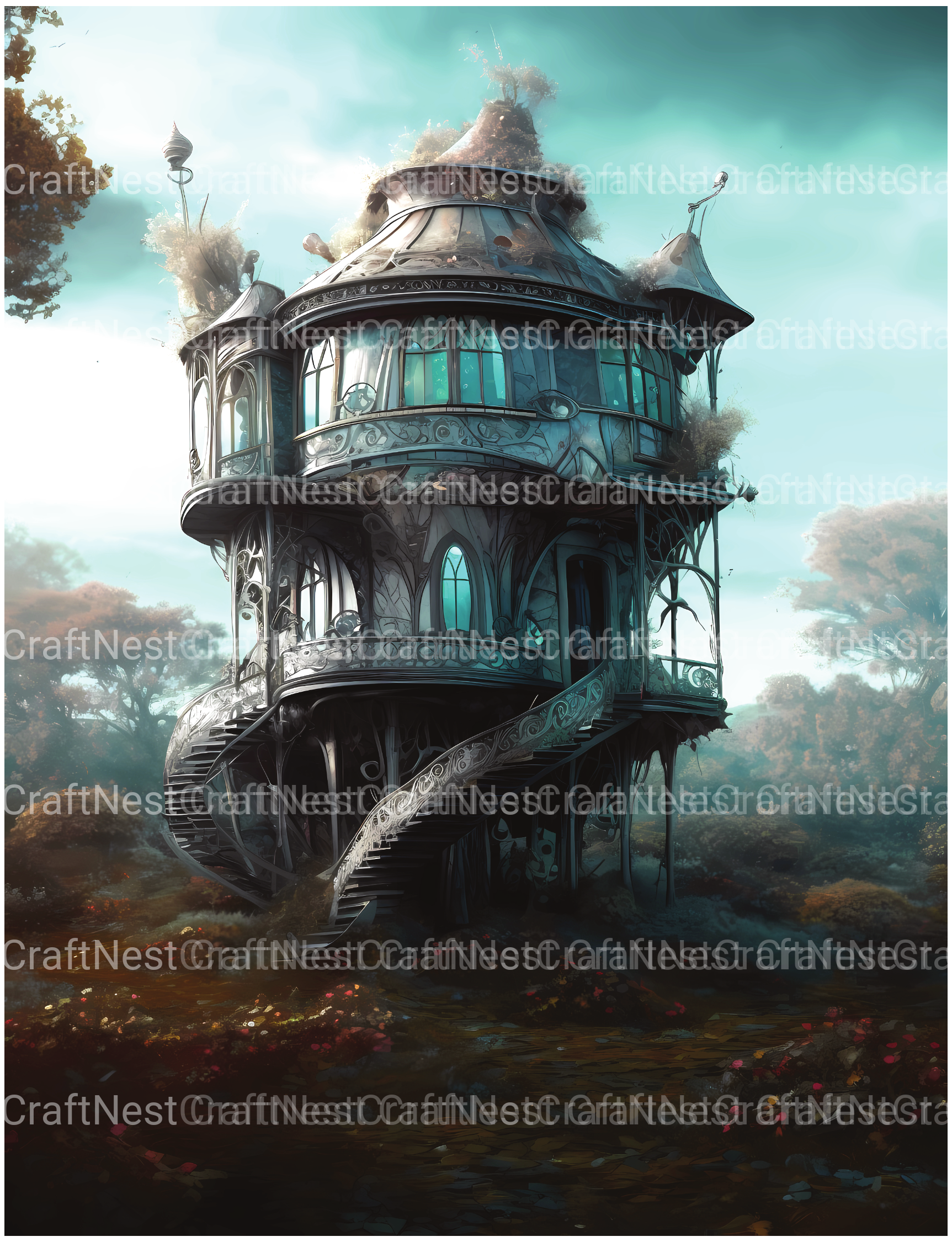 Futuristic Fairy House Coloring Book - CraftNest - Digital Crafting and Art