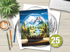 Snow Globe Nature Scene Coloring Book - CraftNest - Digital Crafting and Art
