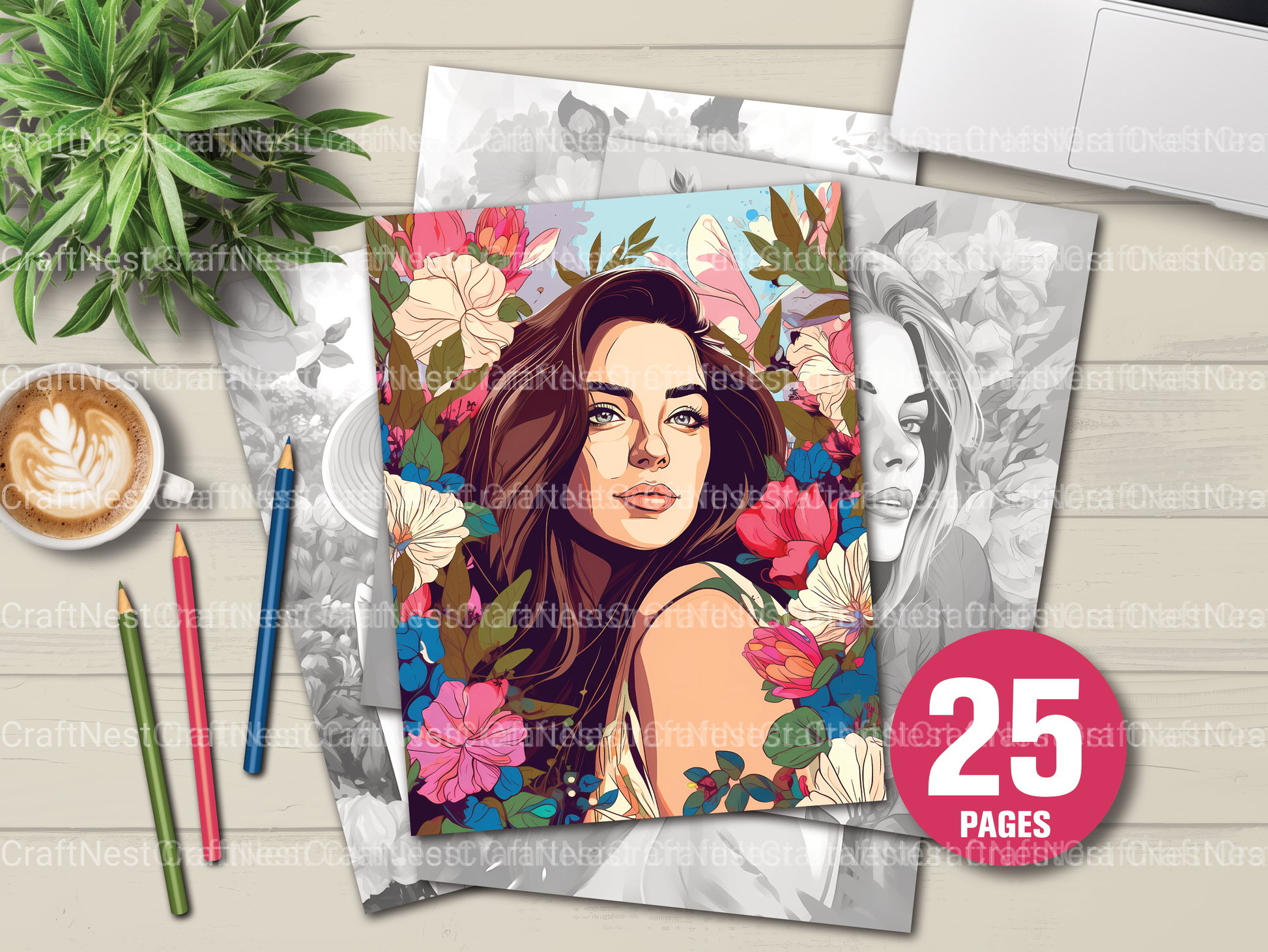 Beautiful Woman Coloring Book - CraftNest - Digital Crafting and Art