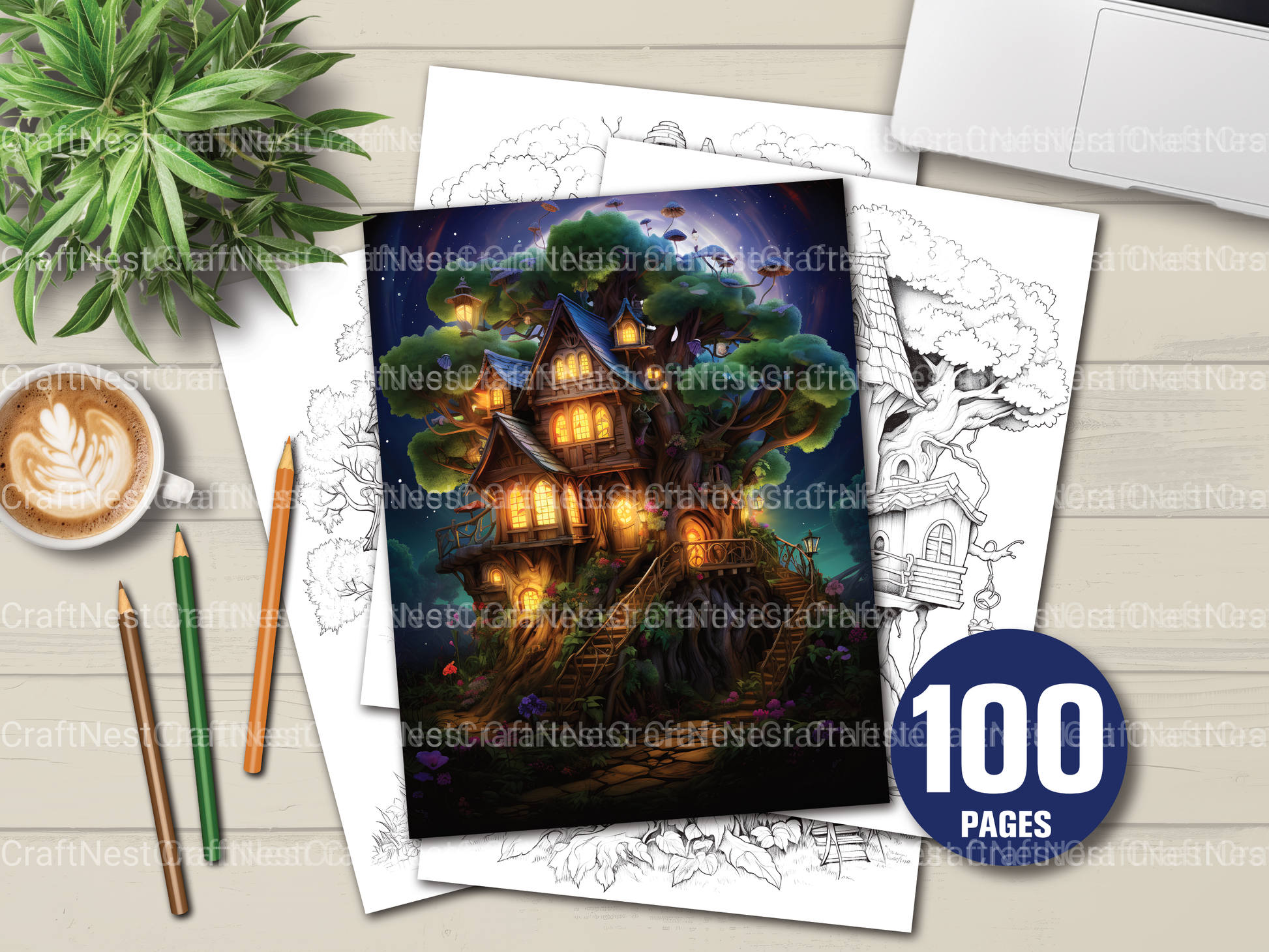 Treehouse Coloring Book - CraftNest - Digital Crafting and Art