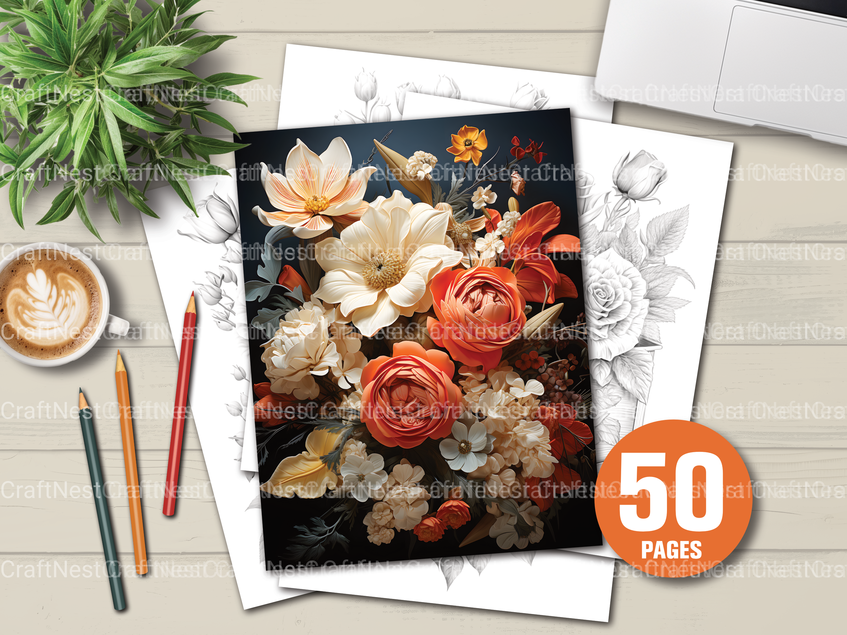 Flower Coloring Book - CraftNest - Digital Crafting and Art