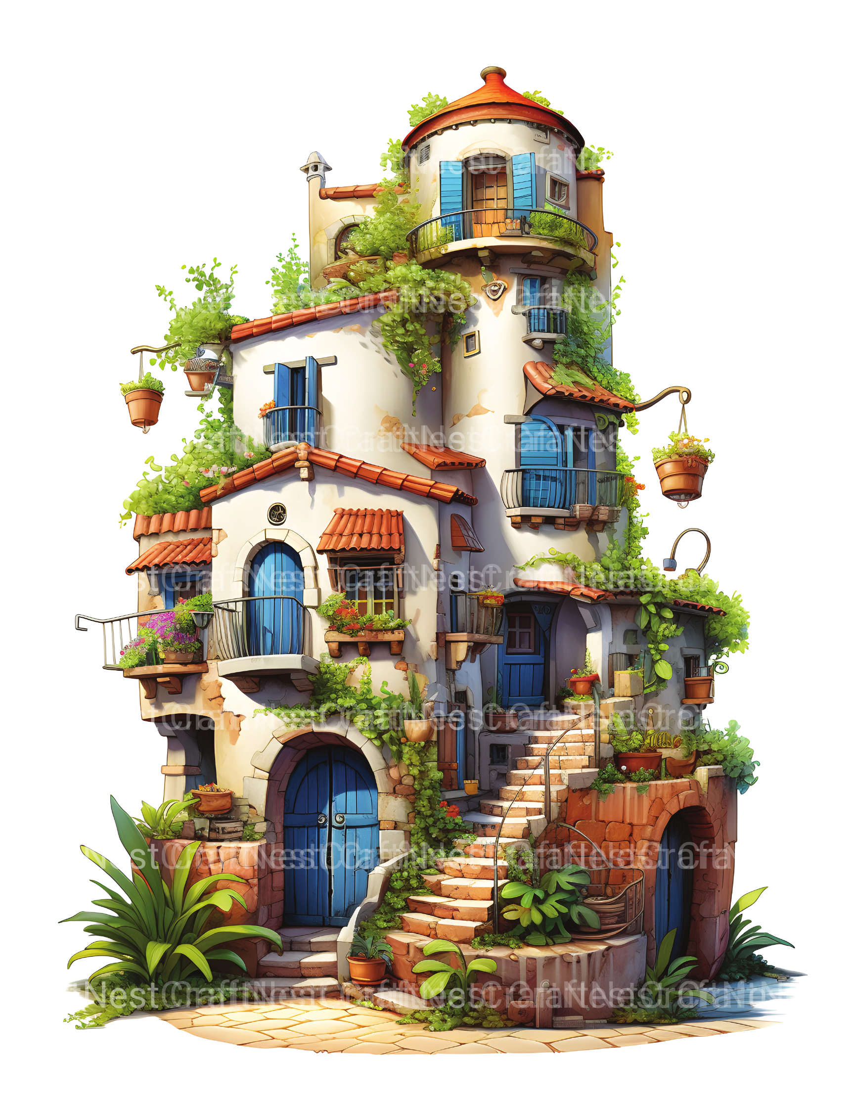 Mediterranean Tiny House Coloring Book