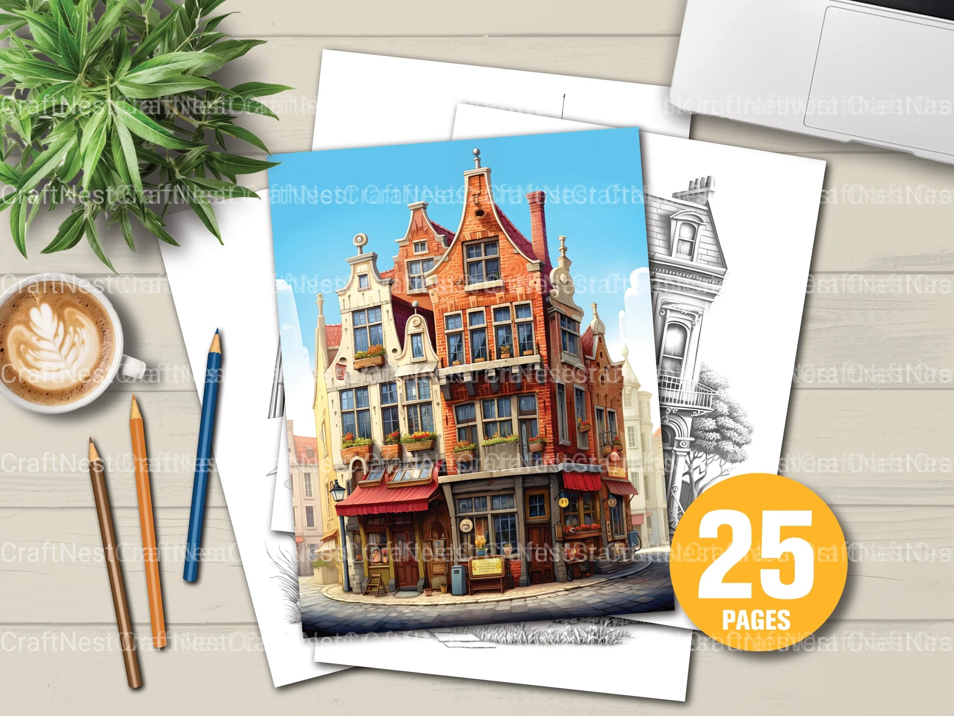 Mixed Style Tiny House Coloring Book - CraftNest - Digital Crafting and Art