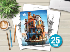 Venetian Tiny House Coloring Book - CraftNest - Digital Crafting and Art