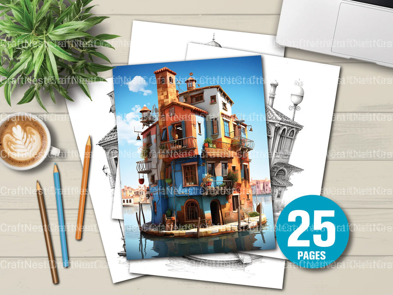 Venetian Tiny House Coloring Book - CraftNest - Digital Crafting and Art