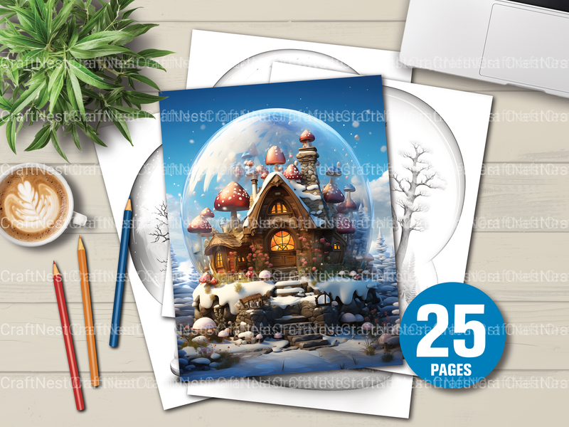 Snowball Fairy House Coloring Book - CraftNest - Digital Crafting and Art