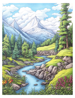 Mountain Landscapes Coloring Book - CraftNest - Digital Crafting and Art