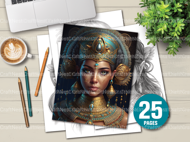 Ancient Egypt Queen Coloring Book - CraftNest - Digital Crafting and Art