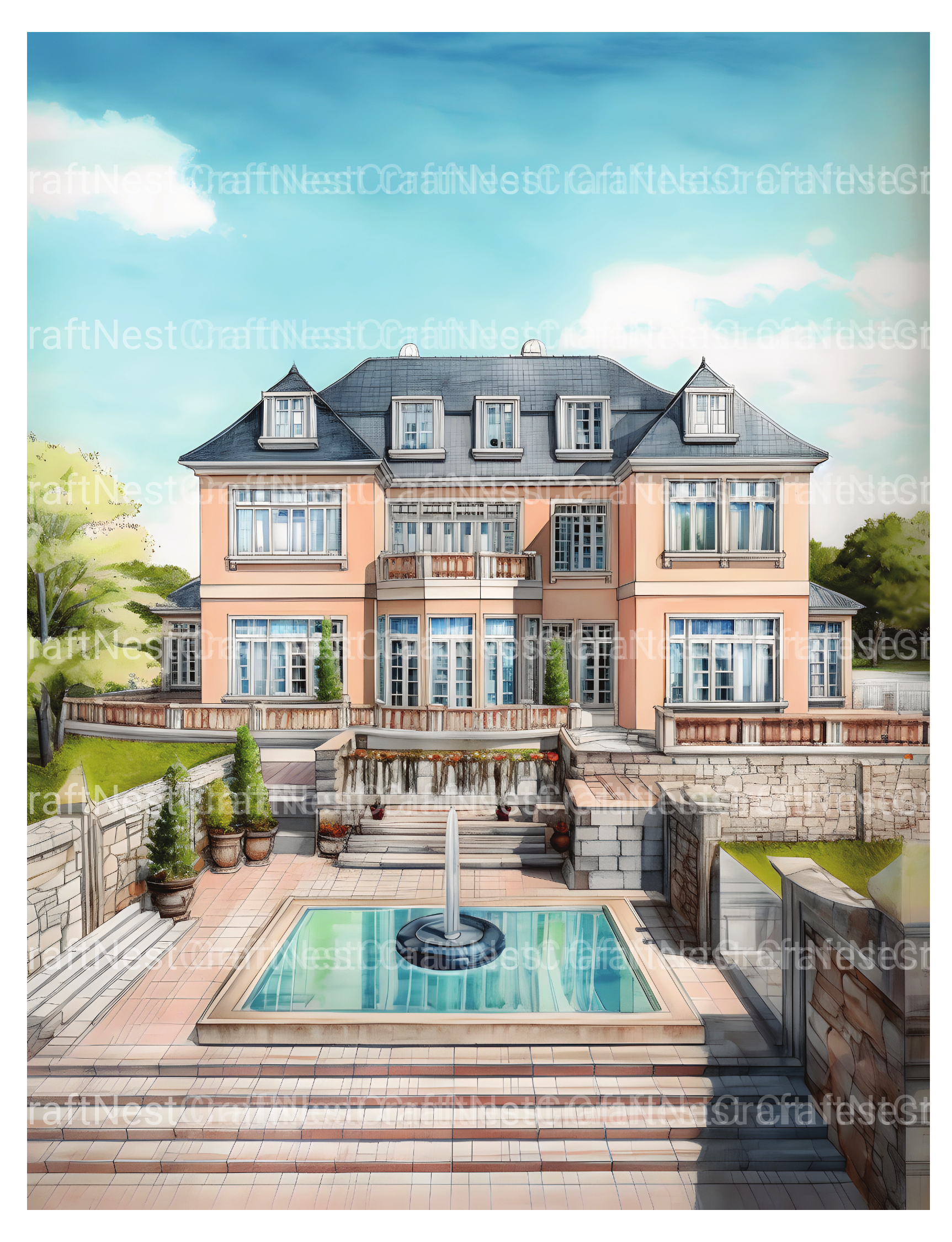 Luxurious Villas Coloring Book - CraftNest - Digital Crafting and Art