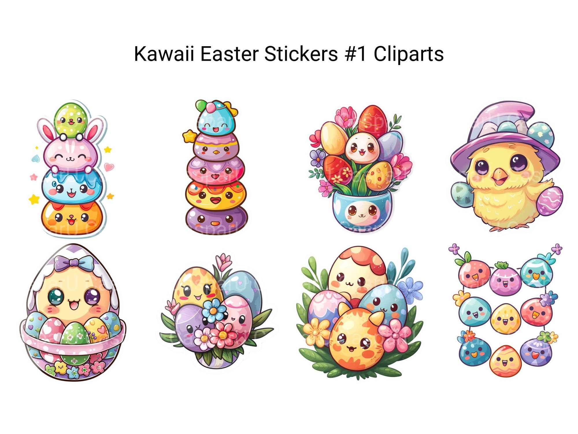 Kawaii Easter Stickers #1 Clipart - CraftNest - Digital Crafting and Art