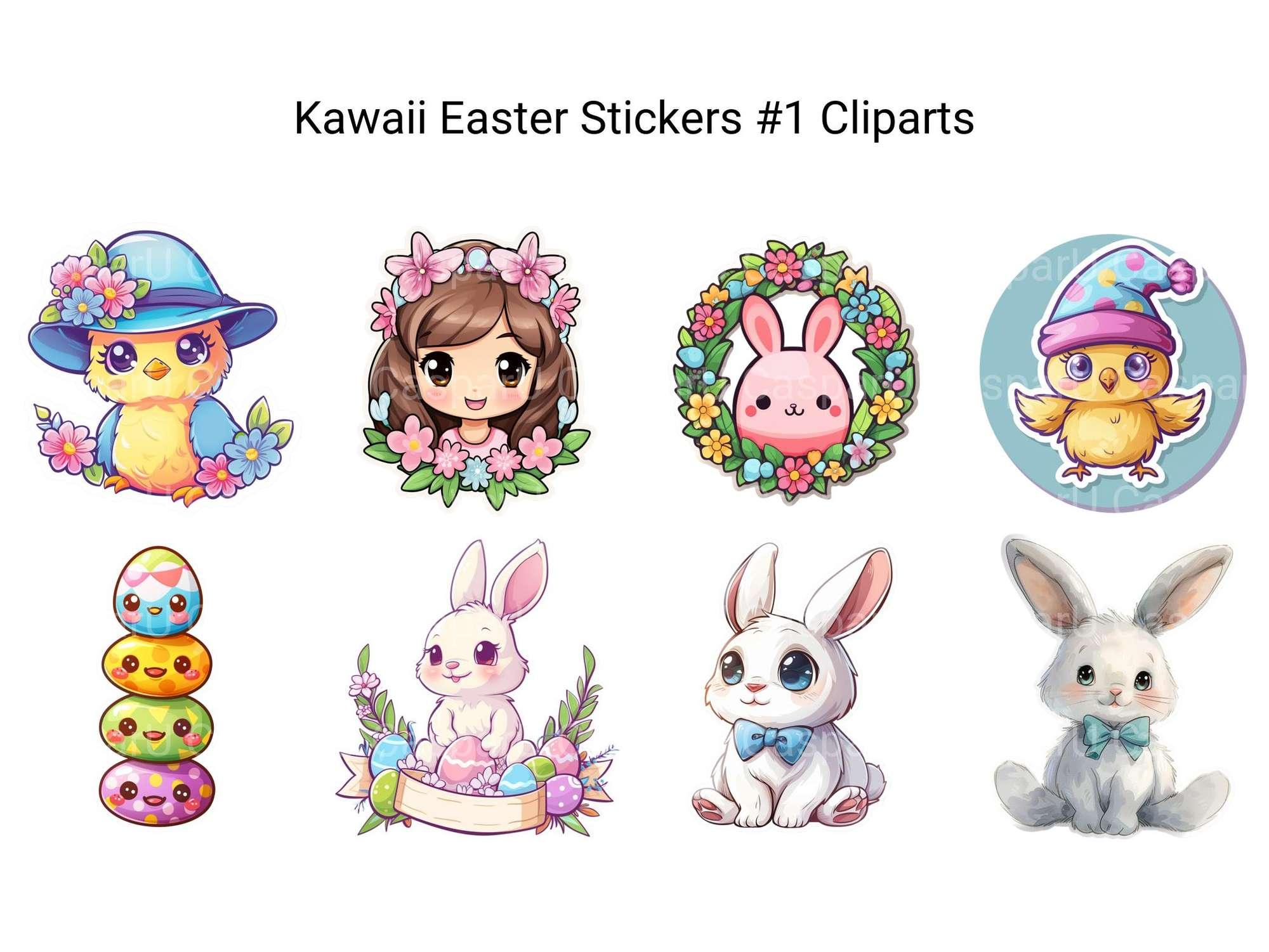 Kawaii Easter Stickers #1 Clipart - CraftNest - Digital Crafting and Art
