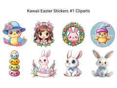 Kawaii Easter Stickers #1 Clipart - CraftNest - Digital Crafting and Art