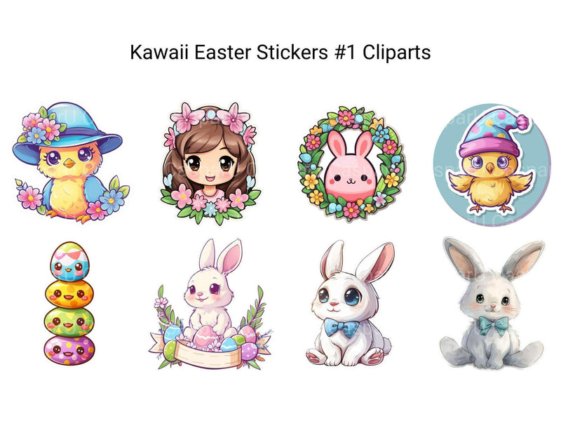 Kawaii Easter Stickers #1 Clipart - CraftNest - Digital Crafting and Art