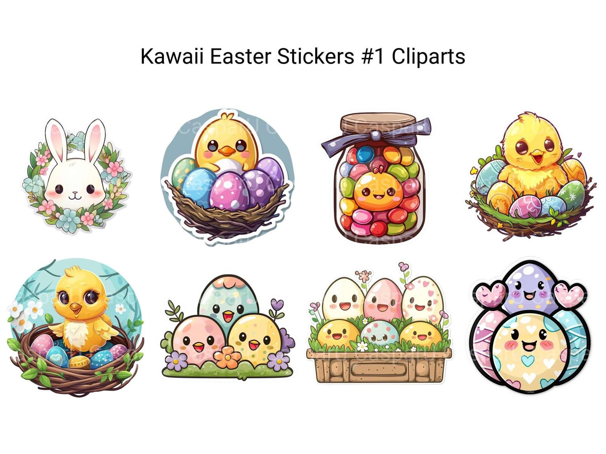 Kawaii Easter Stickers #1 Clipart - CraftNest - Digital Crafting and Art