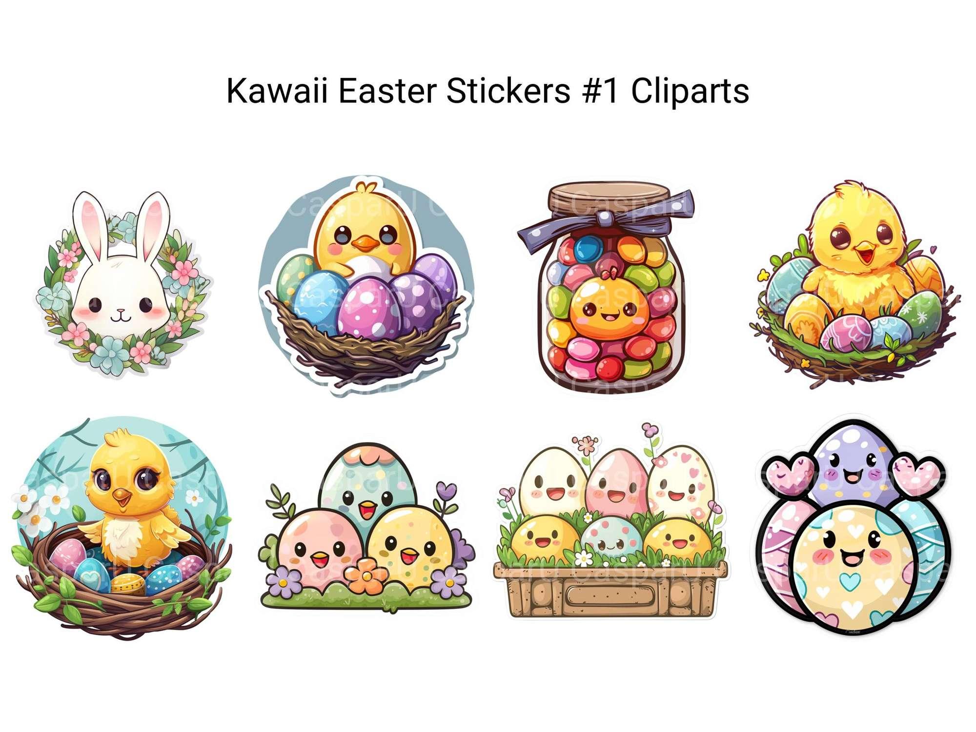 Kawaii Easter Stickers #1 Clipart - CraftNest - Digital Crafting and Art