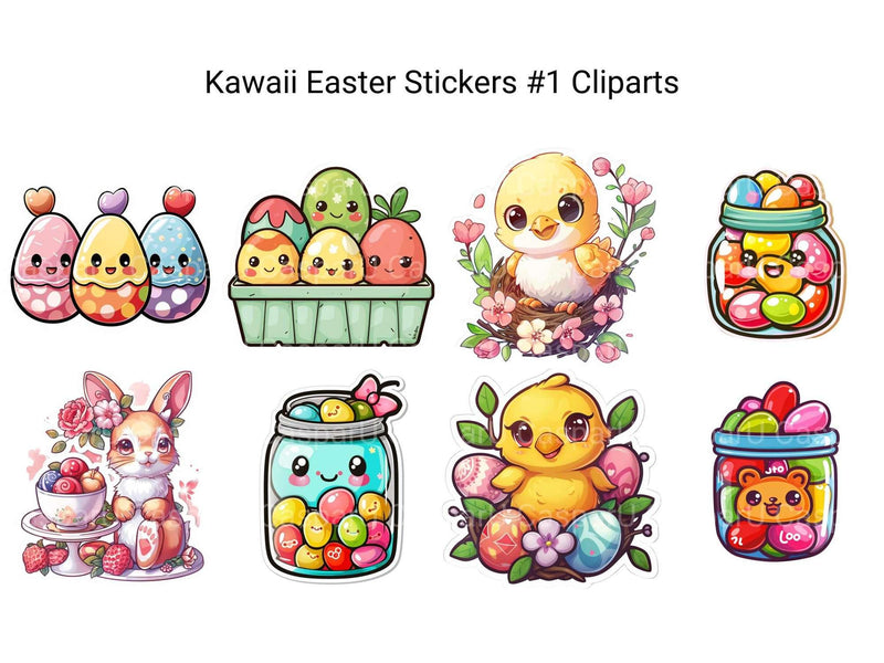 Kawaii Easter Stickers #1 Clipart - CraftNest - Digital Crafting and Art