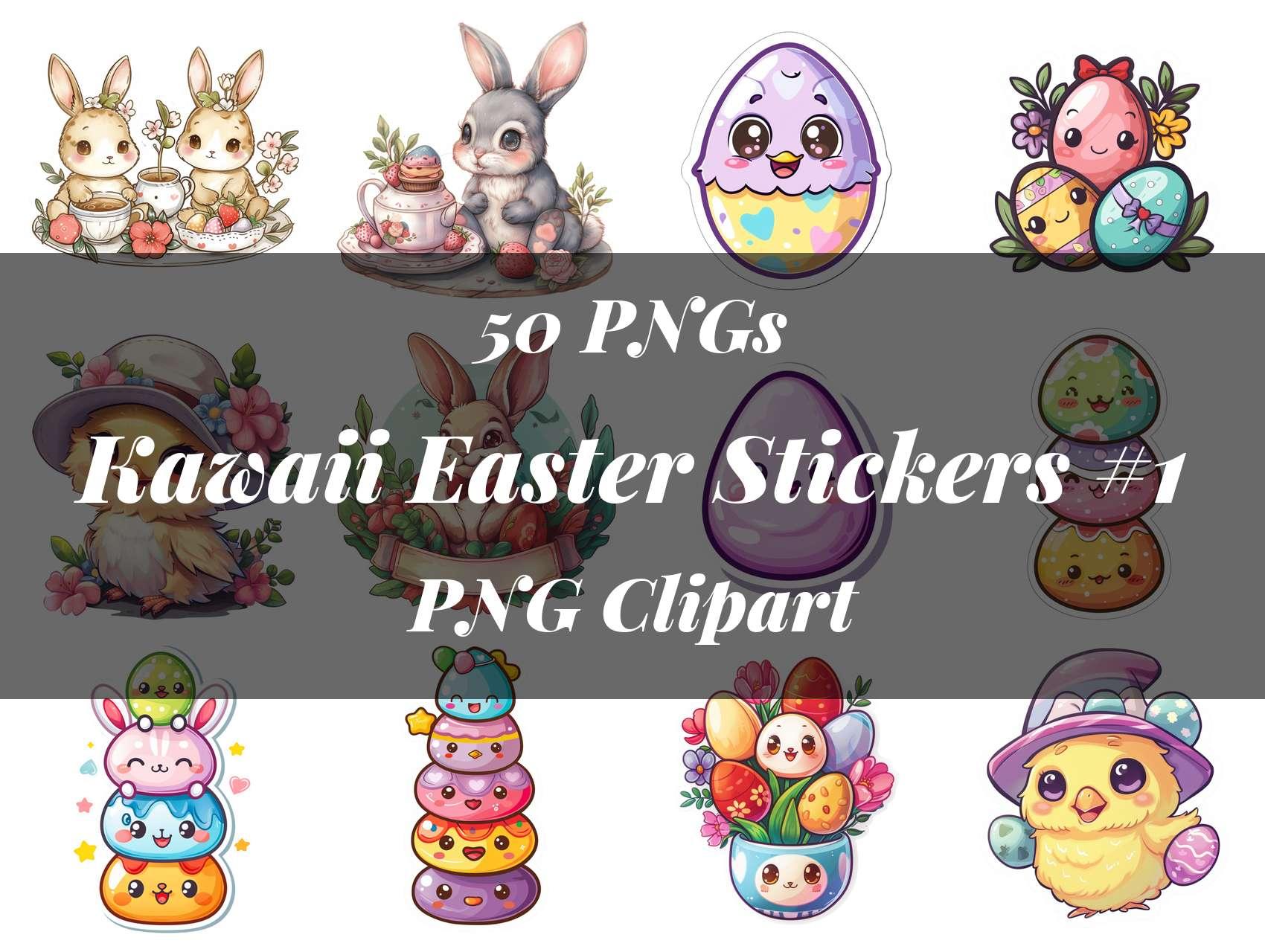 Kawaii Easter Stickers #1 Clipart - CraftNest - Digital Crafting and Art