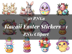 Kawaii Easter Stickers #1 Clipart - CraftNest - Digital Crafting and Art