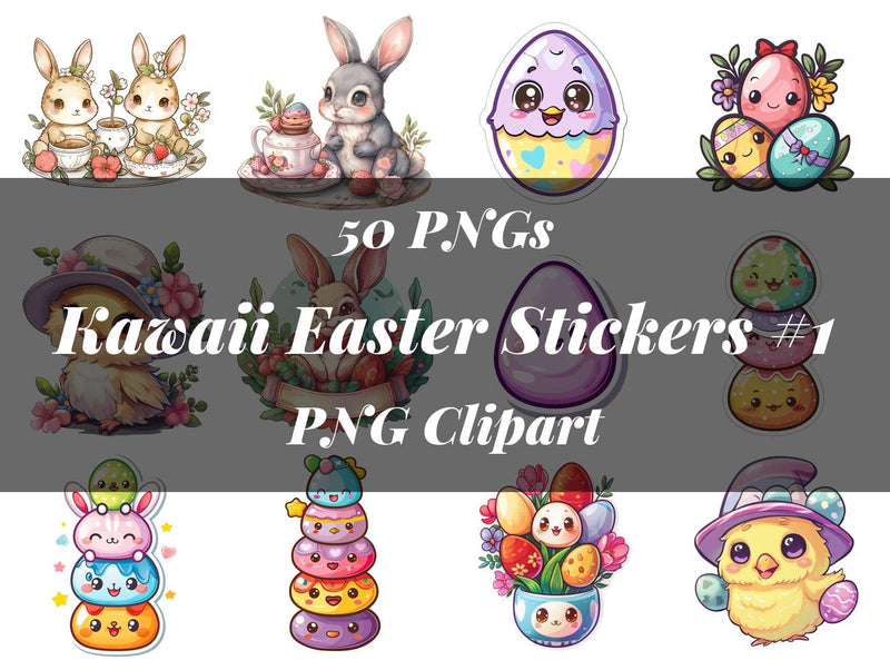 Kawaii Easter Stickers #1 Clipart - CraftNest - Digital Crafting and Art