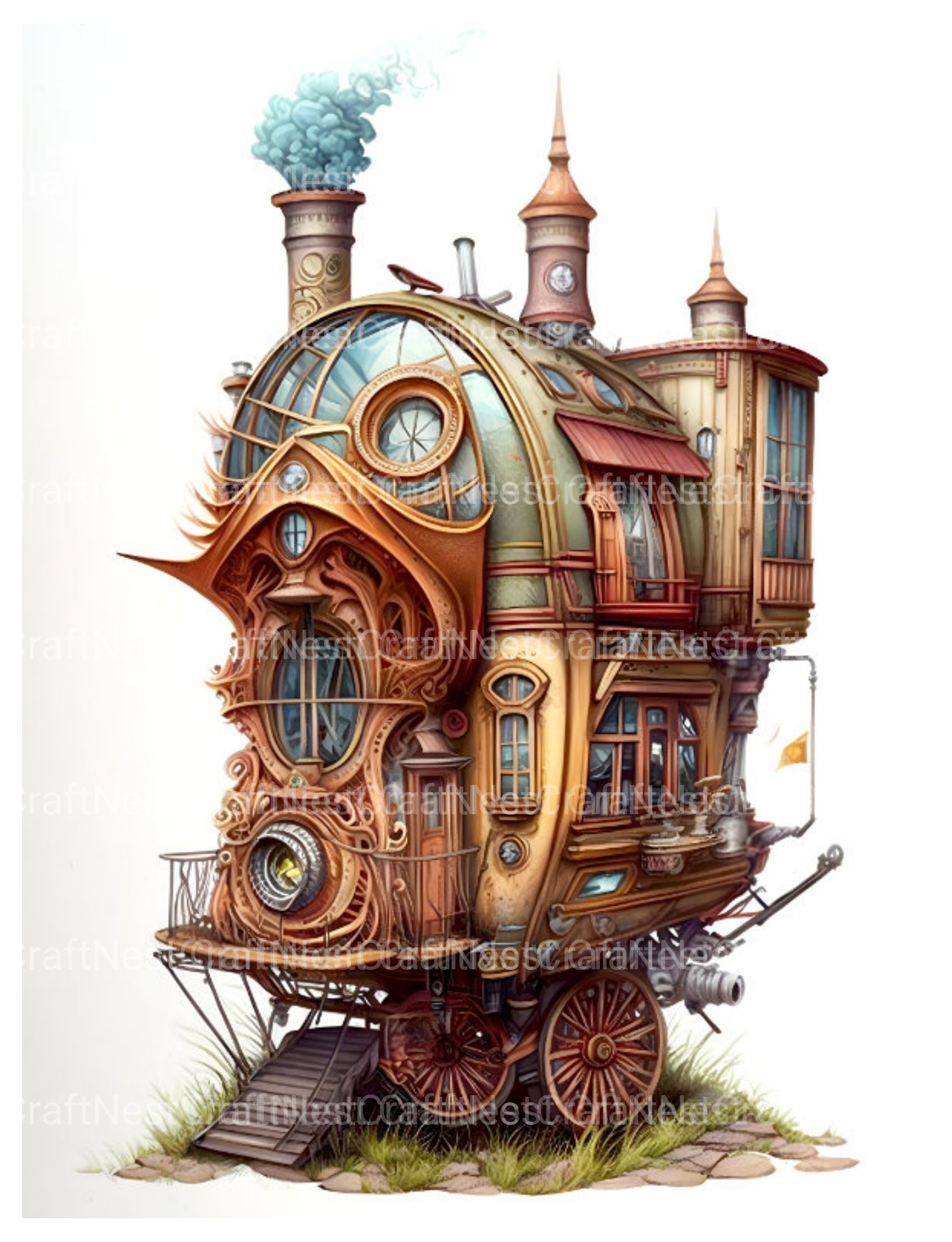 Steampunk Tiny House Coloring Book 2
