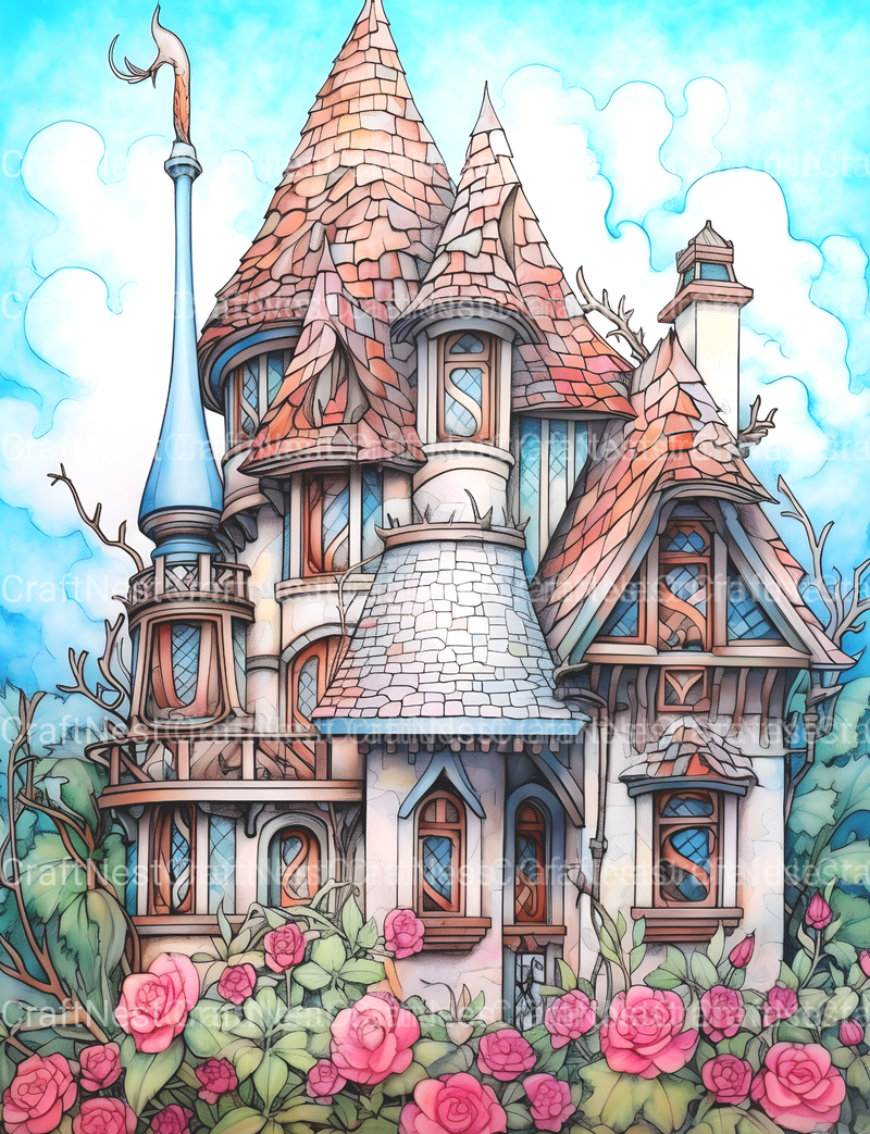 Gothic Houses Coloring Book - CraftNest - Digital Crafting and Art