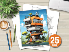 Contemporary Tiny House Coloring Book - CraftNest - Digital Crafting and Art