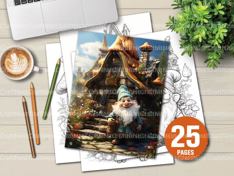 Gnome Coloring Book 2 - CraftNest - Digital Crafting and Art