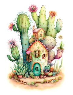 Cactus Fairy Houses Coloring Book - CraftNest - Digital Crafting and Art