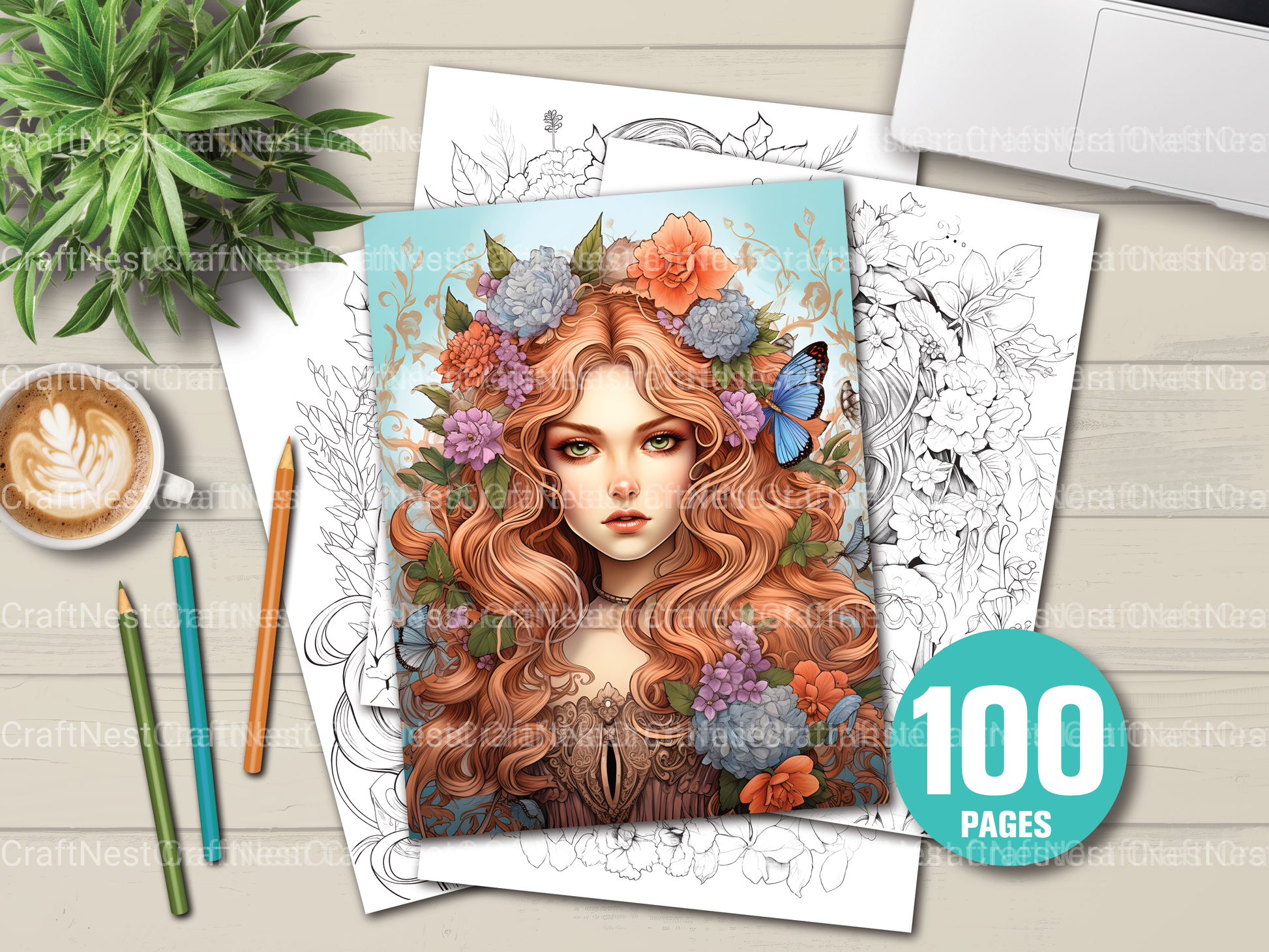 Flower Woman Coloring Book - CraftNest - Digital Crafting and Art