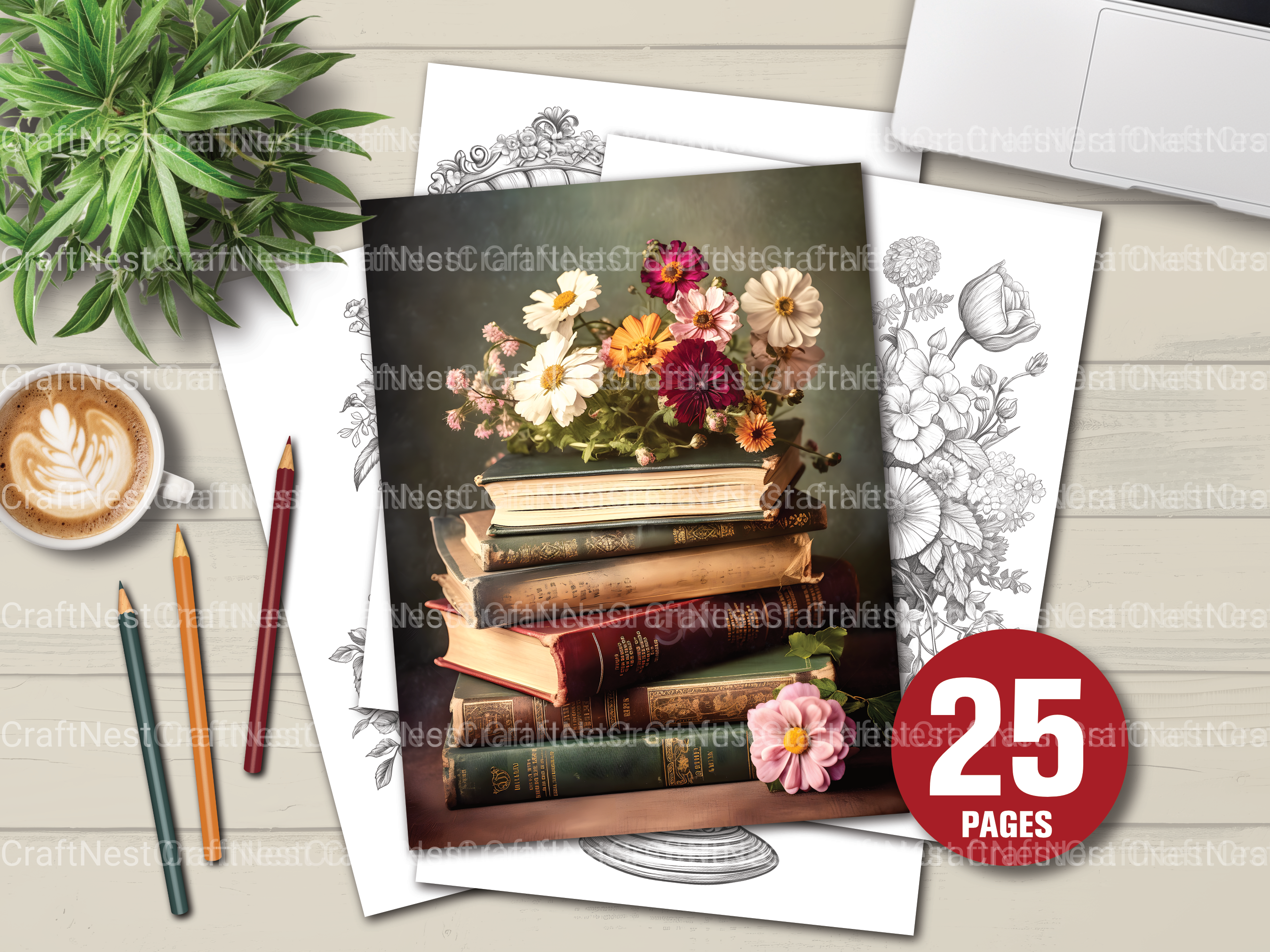 Vintage Flower Object Coloring Book 2 - CraftNest - Digital Crafting and Art