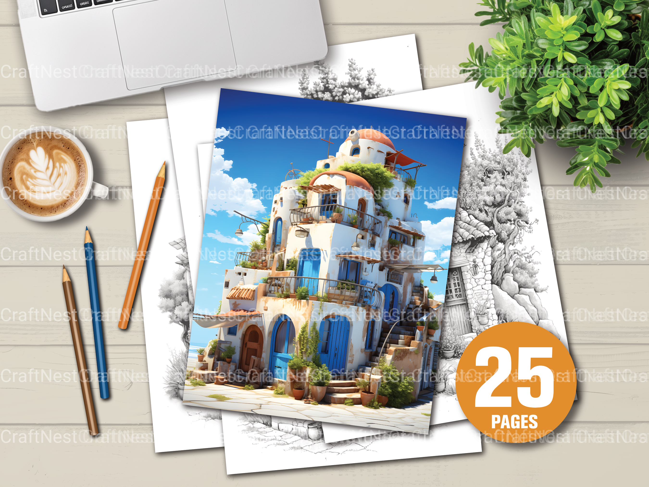 Greek Tiny House Coloring Book