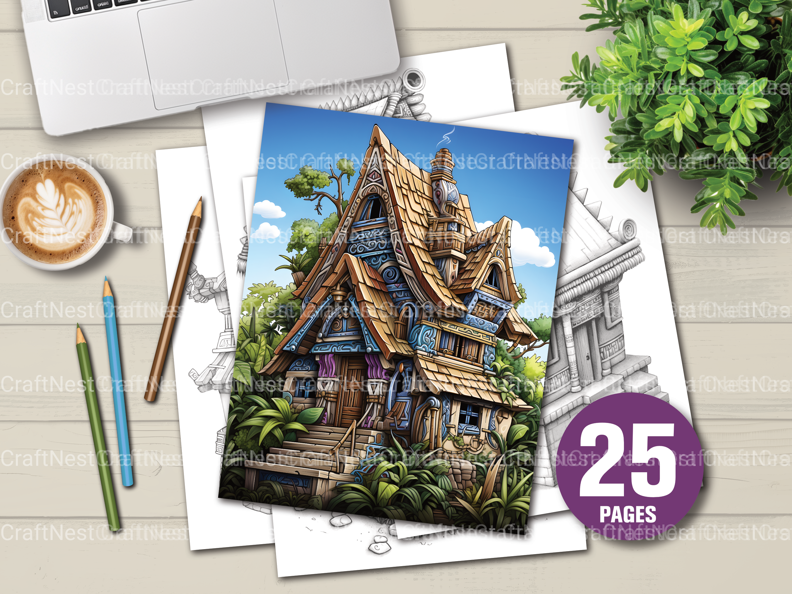 Castle Tiny House Coloring Book