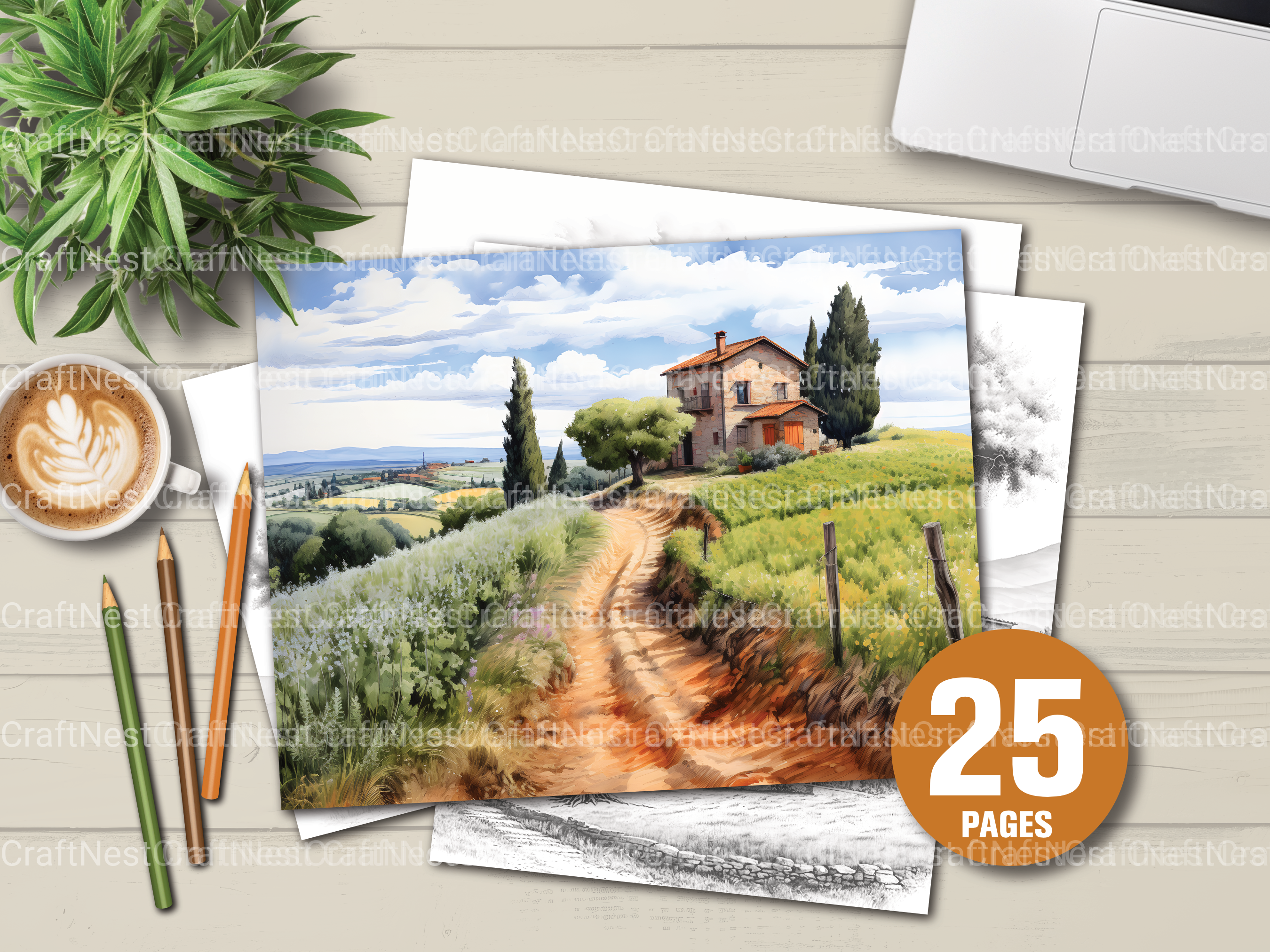 Old Italian Country Houses Coloring Book - CraftNest - Digital Crafting and Art