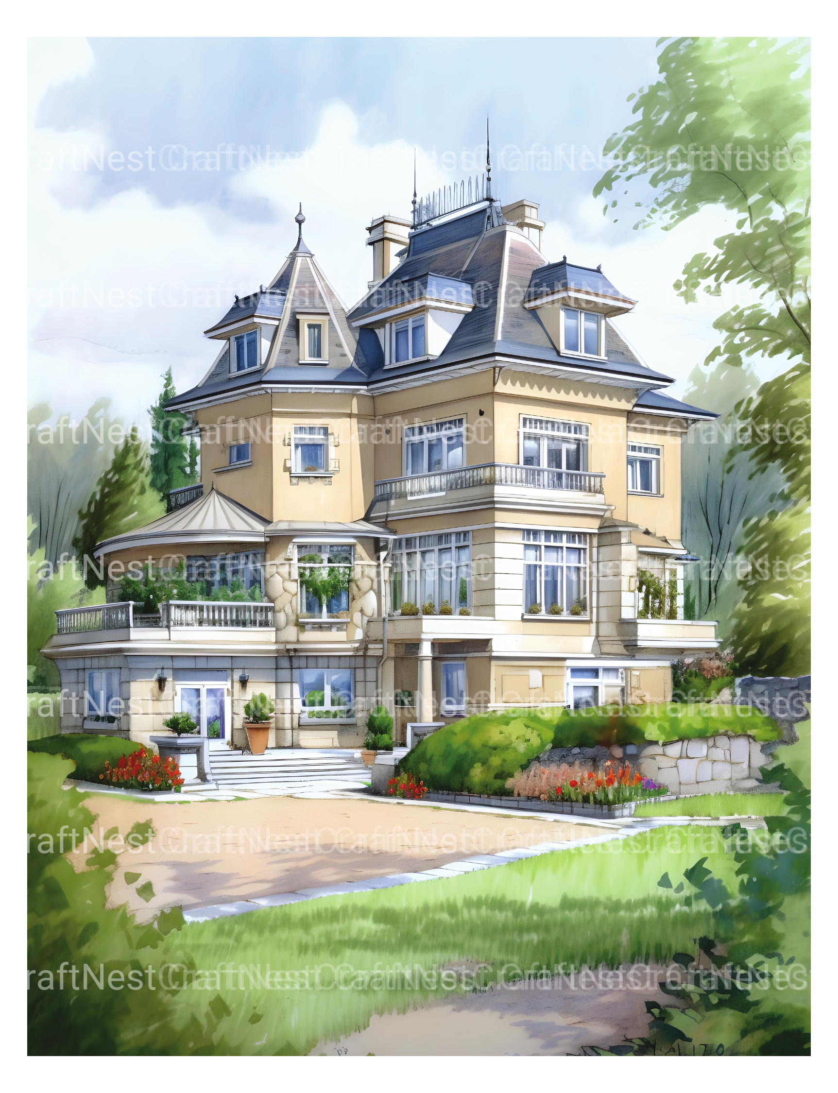 Luxurious Villas Coloring Book - CraftNest - Digital Crafting and Art