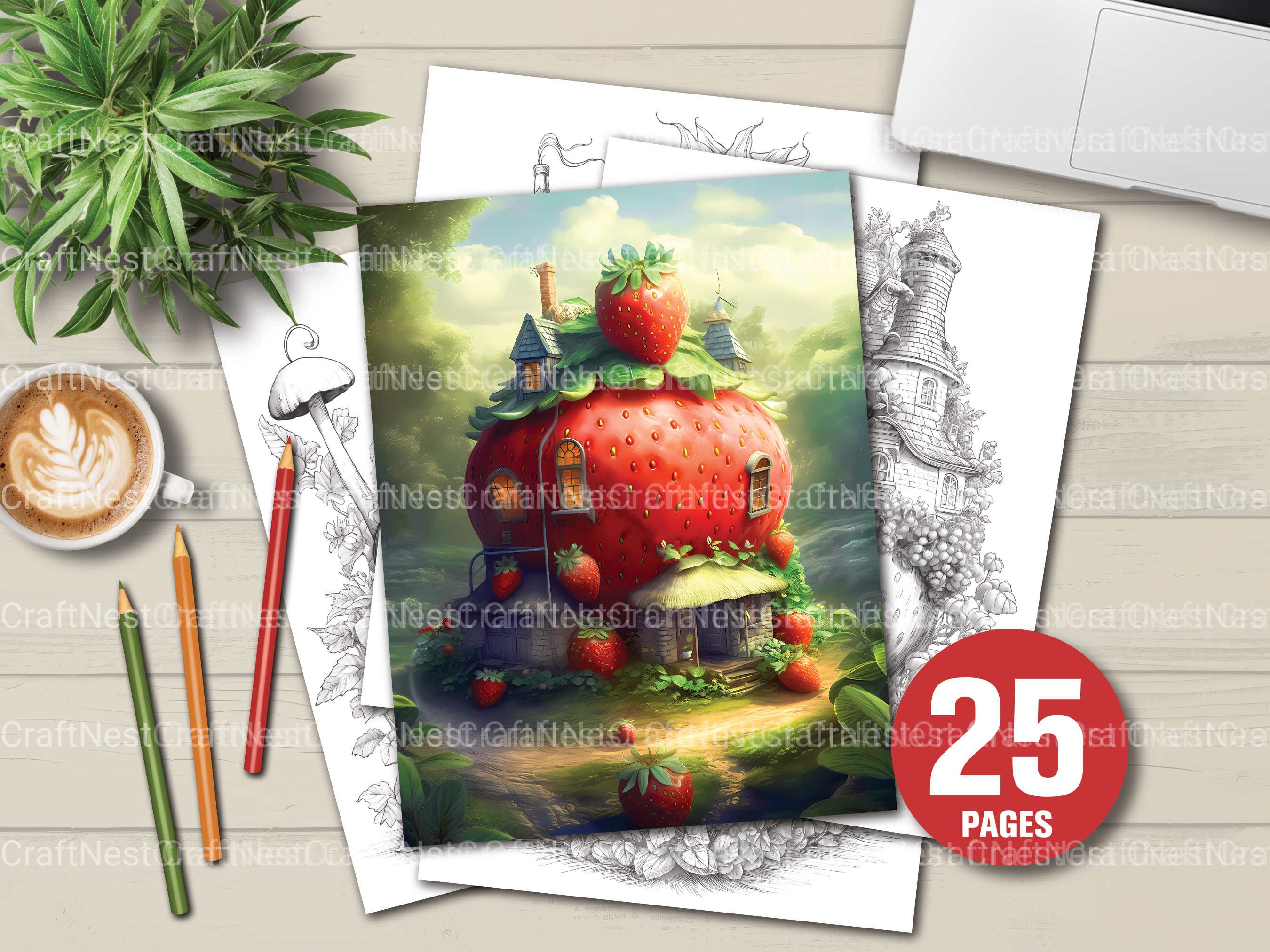 Strawberry Fairy House Coloring Book