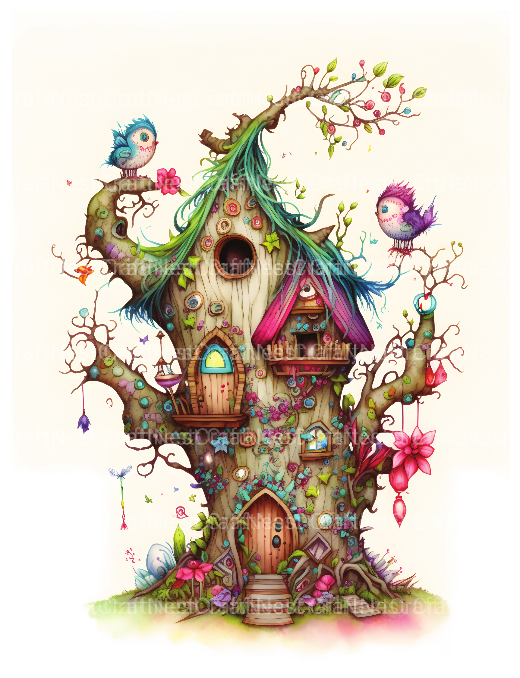 Fairy Bird Houses Coloring Book - CraftNest - Digital Crafting and Art