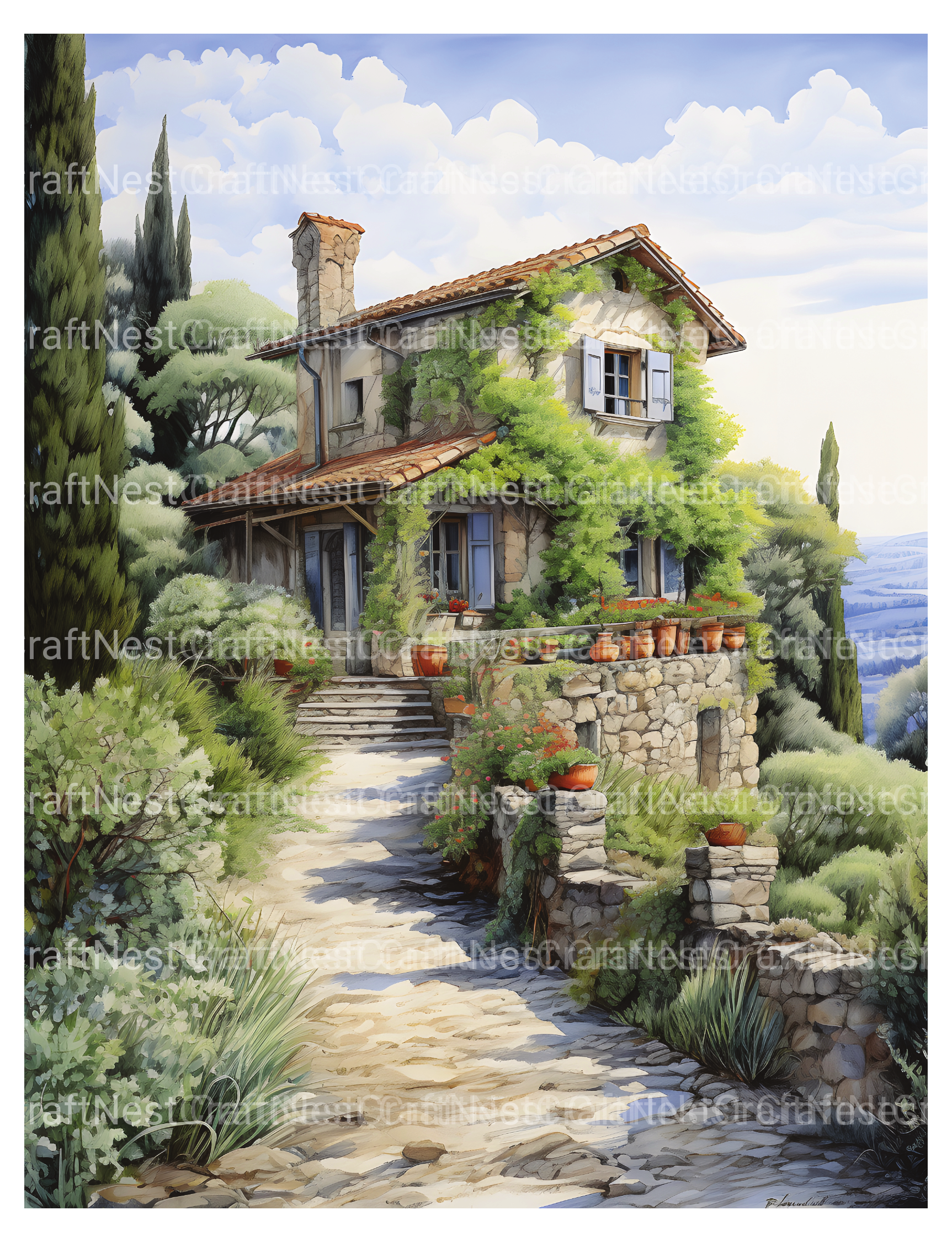 Italian Houses Coloring Book - CraftNest - Digital Crafting and Art